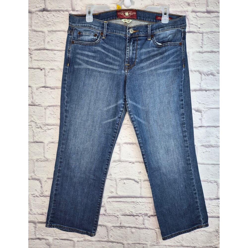 Lucky Brand Sweet N Crop Jeans Womens Size 10 30 Medium Wash Mid Rise Denim